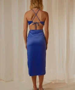 Peppermayo Exclusive Au Revoir Midi Dress - Cobalt Blue New & Most Loved