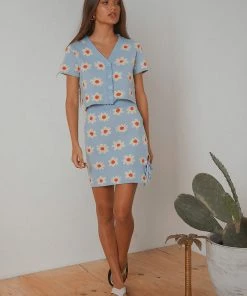 Peppermayo New & Most Loved Sunkissed Knit Mini Skirt - Blue