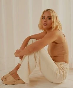 Peppermayo Exclusive Lira Flare Trackpant - Creme New & Most Loved