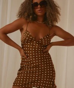 Peppermayo Remember You Mini Dress - Choc Polkadot