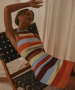 Peppermayo Tropicola Knit Halter Top - Stripe