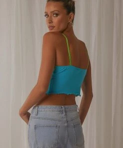 Peppermayo New Tops 90s Nights Lace Crop - Blue 9 Peppermayo New Tops 90s Nights Lace Crop - Blue