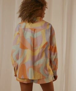 Peppermayo Exclusive New & Most Loved Emme Linen Shirt - Pastel Wave